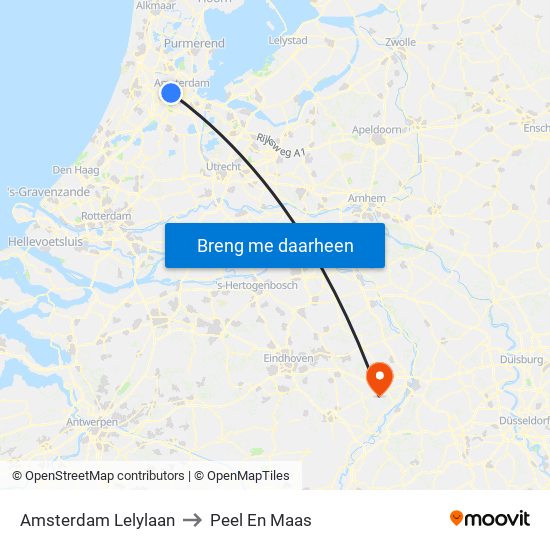 Amsterdam Lelylaan to Peel En Maas map