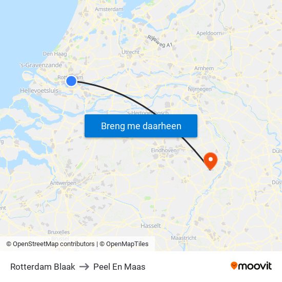 Rotterdam Blaak to Peel En Maas map