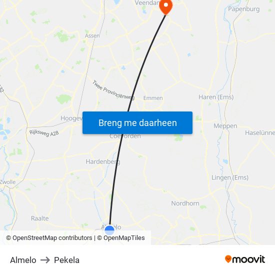 Almelo to Pekela map