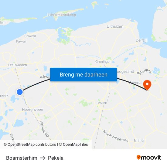 Boarnsterhim to Pekela map