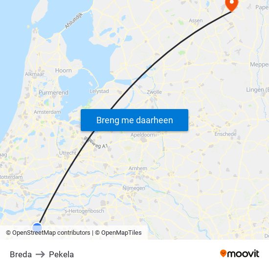 Breda to Pekela map