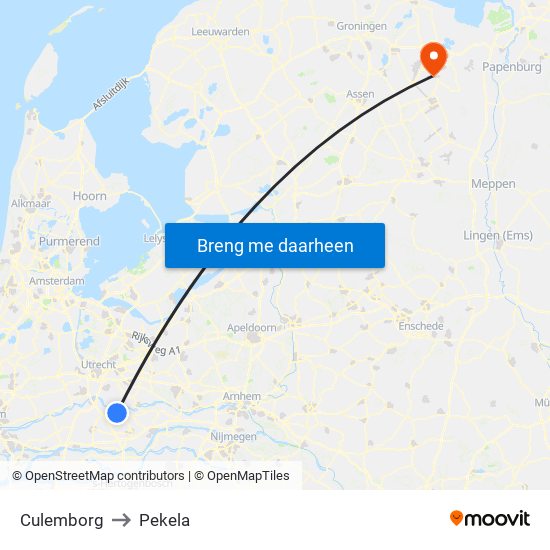 Culemborg to Pekela map