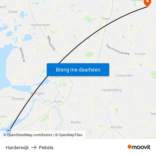 Harderwijk to Pekela map