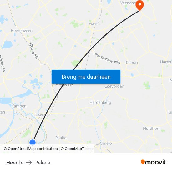 Heerde to Pekela map