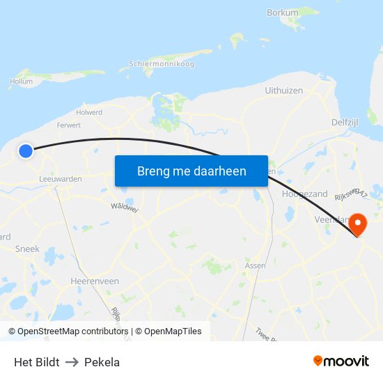 Het Bildt to Pekela map