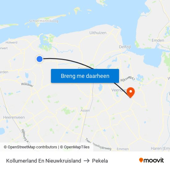 Kollumerland En Nieuwkruisland to Pekela map