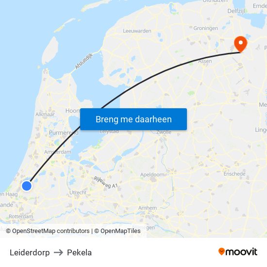 Leiderdorp to Pekela map