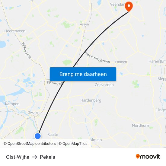 Olst-Wijhe to Pekela map