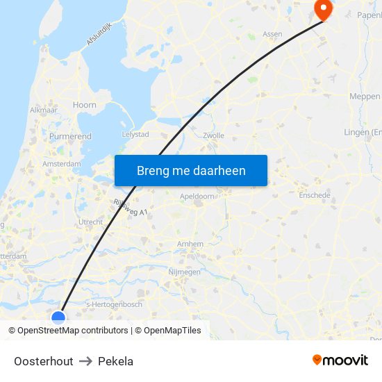 Oosterhout to Pekela map
