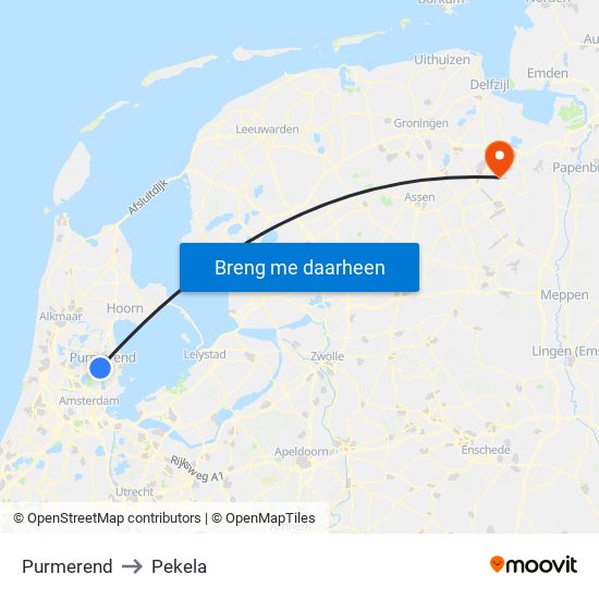 Purmerend to Pekela map