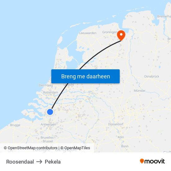 Roosendaal to Pekela map