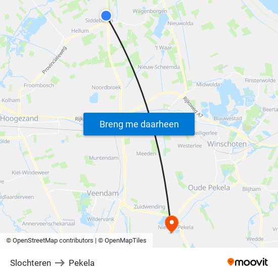 Slochteren to Pekela map