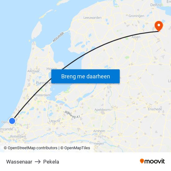 Wassenaar to Pekela map