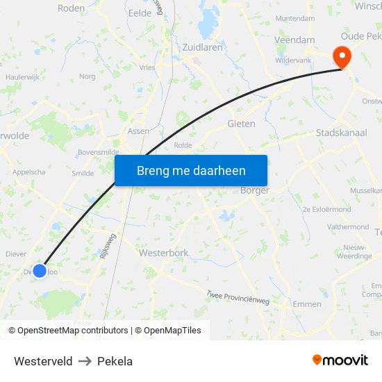 Westerveld to Pekela map
