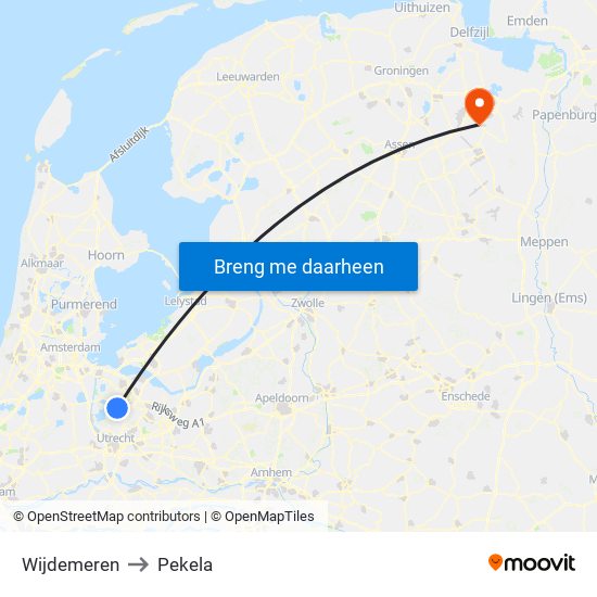 Wijdemeren to Pekela map