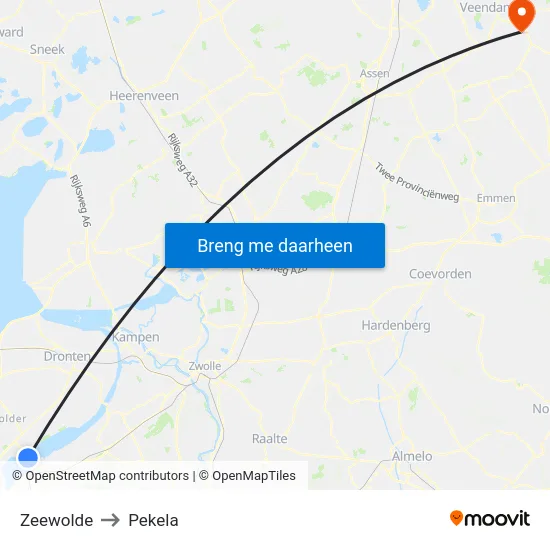 Zeewolde to Pekela map