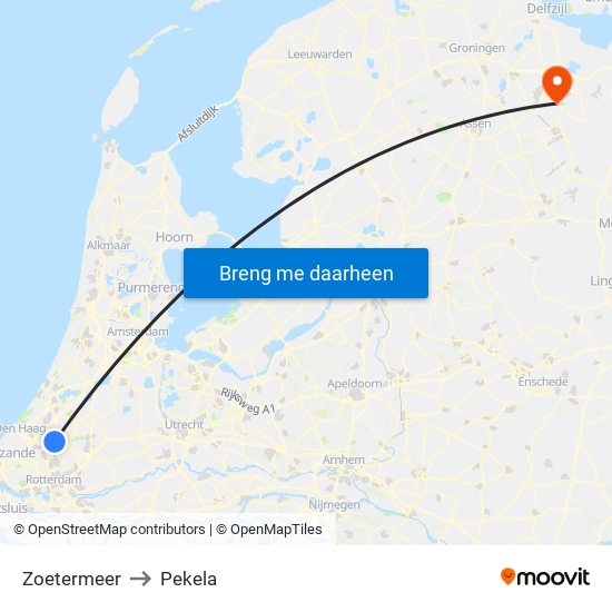 Zoetermeer to Pekela map