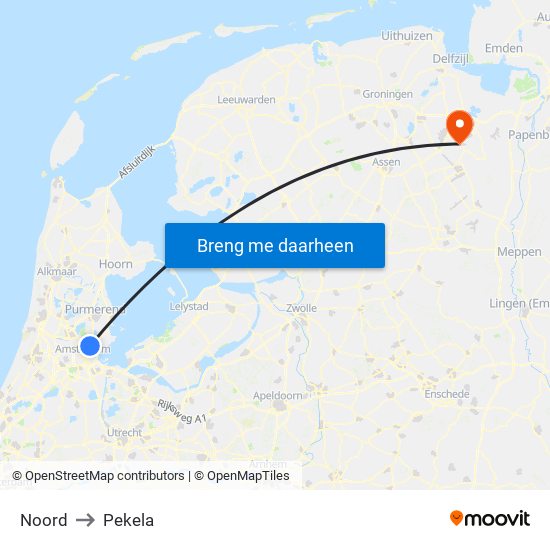 Noord to Pekela map