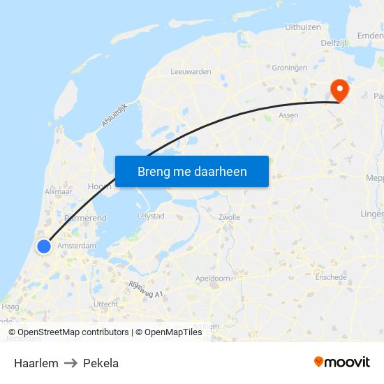 Haarlem to Pekela map
