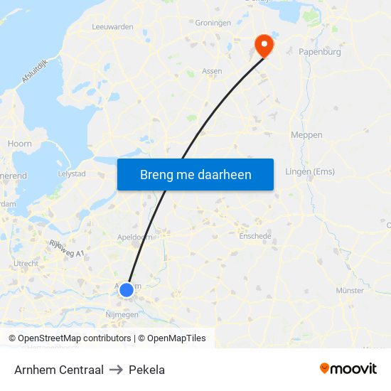 Arnhem Centraal to Pekela map