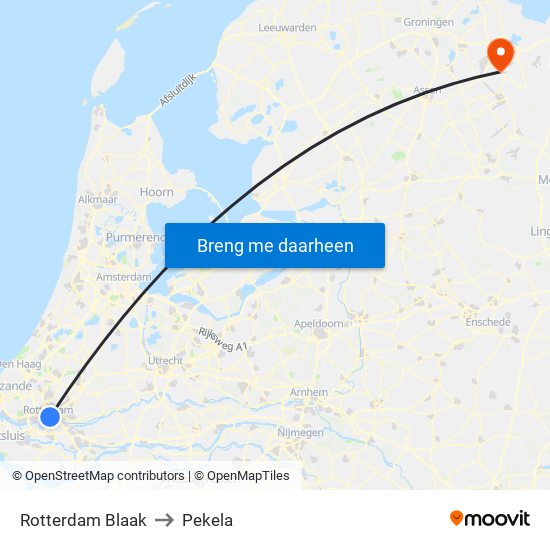 Rotterdam Blaak to Pekela map