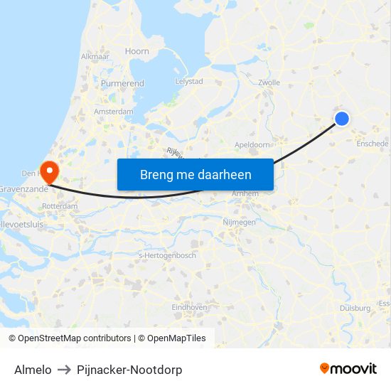 Almelo to Pijnacker-Nootdorp map