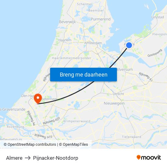 Almere to Pijnacker-Nootdorp map