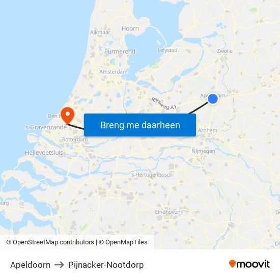 Apeldoorn to Pijnacker-Nootdorp map