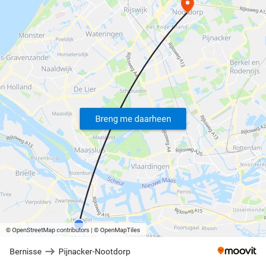 Bernisse to Pijnacker-Nootdorp map