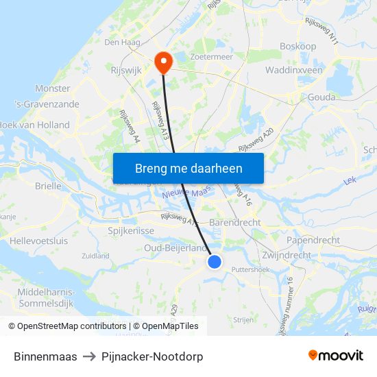 Binnenmaas to Pijnacker-Nootdorp map