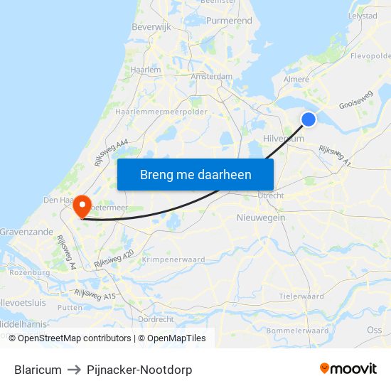 Blaricum to Pijnacker-Nootdorp map