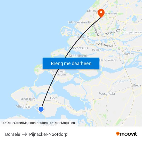Borsele to Pijnacker-Nootdorp map