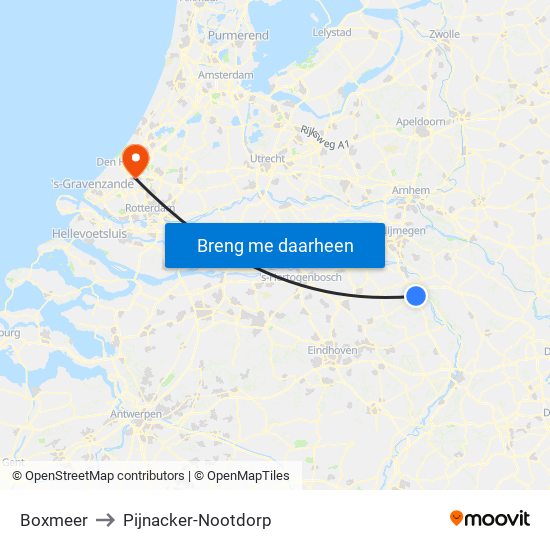 Boxmeer to Pijnacker-Nootdorp map