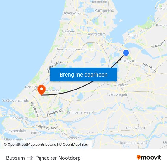 Bussum to Pijnacker-Nootdorp map