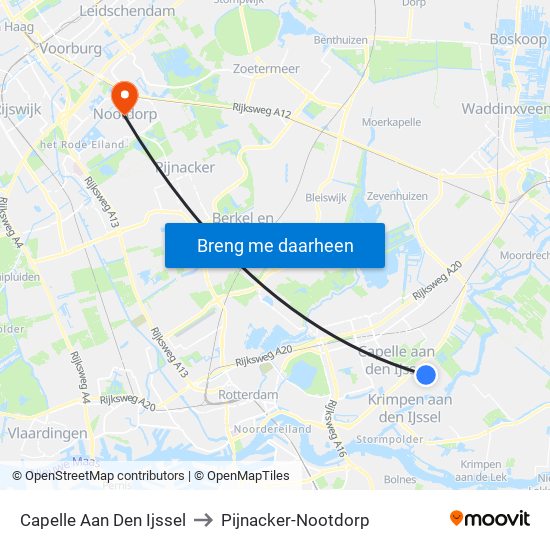 Capelle Aan Den Ijssel to Pijnacker-Nootdorp map
