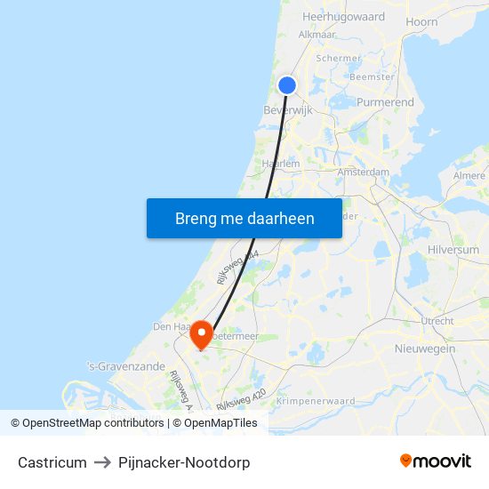 Castricum to Pijnacker-Nootdorp map