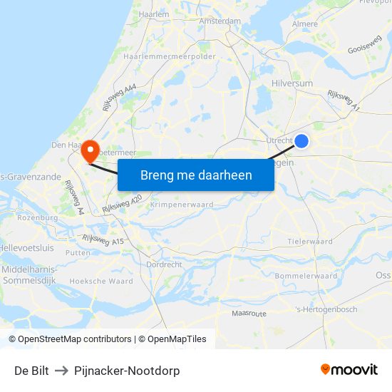 De Bilt to Pijnacker-Nootdorp map