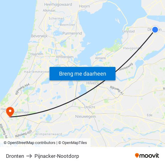 Dronten to Pijnacker-Nootdorp map