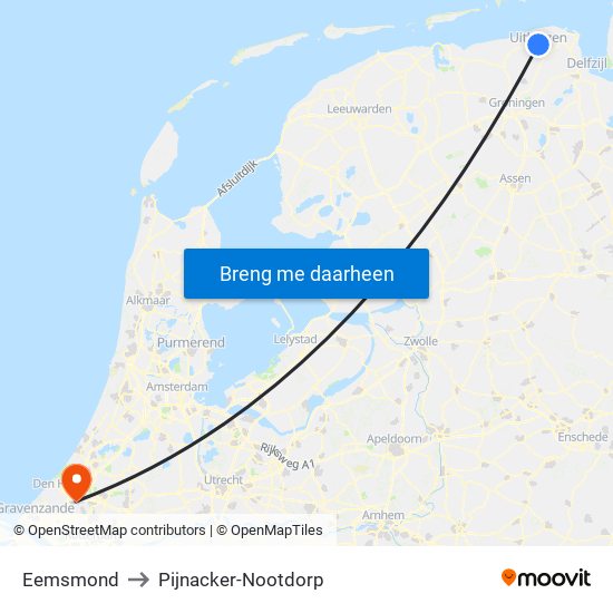 Eemsmond to Pijnacker-Nootdorp map