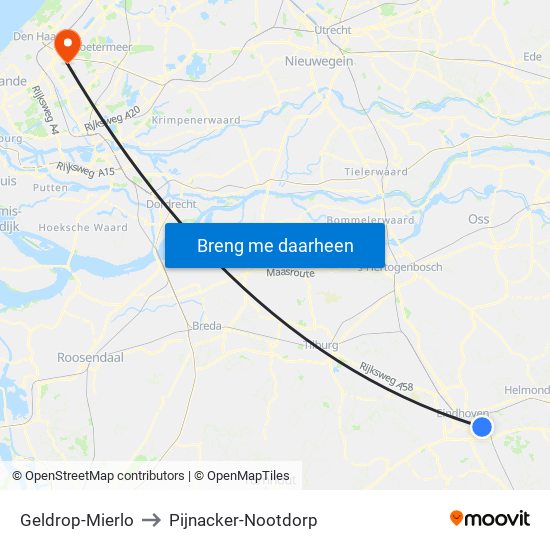 Geldrop-Mierlo to Pijnacker-Nootdorp map