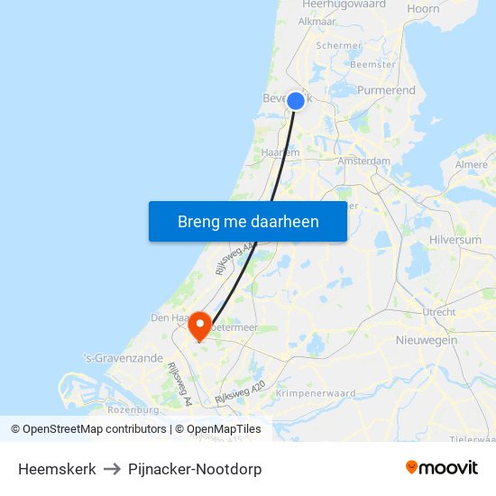 Heemskerk to Pijnacker-Nootdorp map