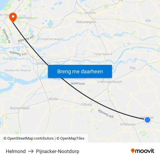 Helmond to Pijnacker-Nootdorp map
