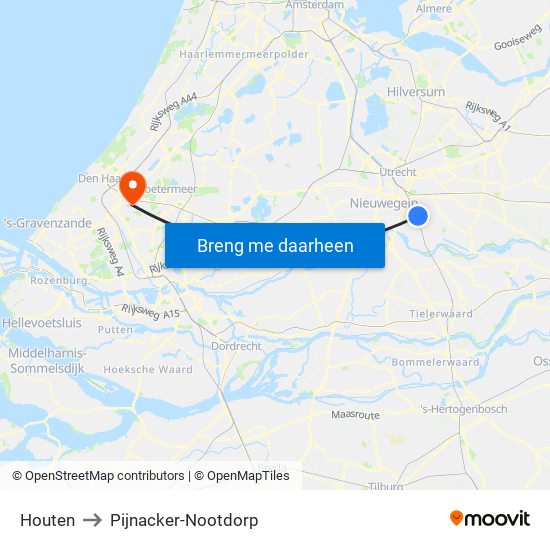 Houten to Pijnacker-Nootdorp map