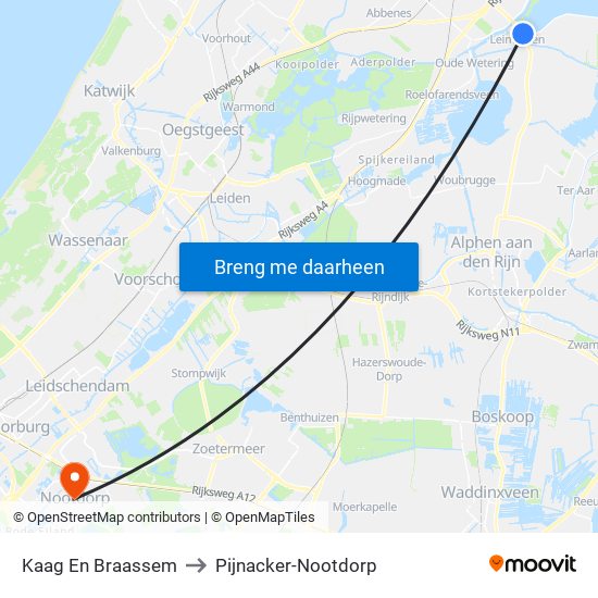 Kaag En Braassem to Pijnacker-Nootdorp map