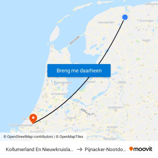 Kollumerland En Nieuwkruisland to Pijnacker-Nootdorp map