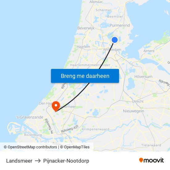 Landsmeer to Pijnacker-Nootdorp map