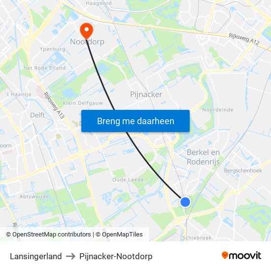 Lansingerland to Pijnacker-Nootdorp map