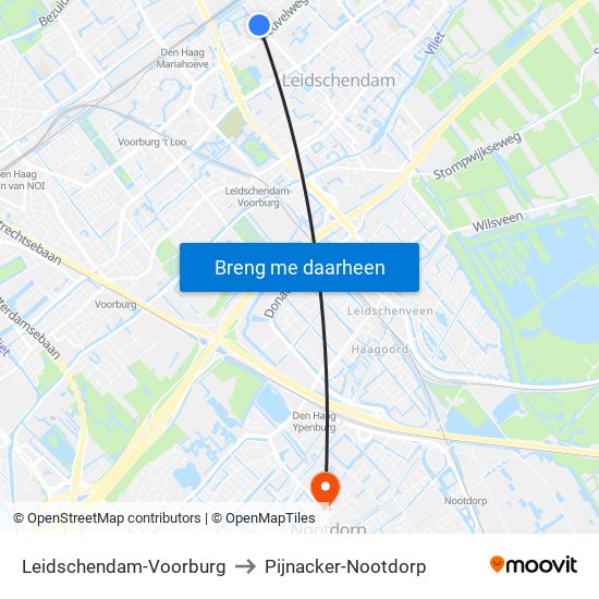 Leidschendam-Voorburg to Pijnacker-Nootdorp map