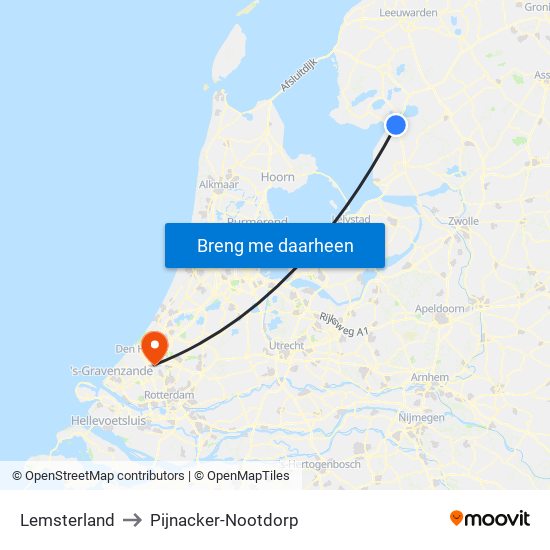 Lemsterland to Pijnacker-Nootdorp map