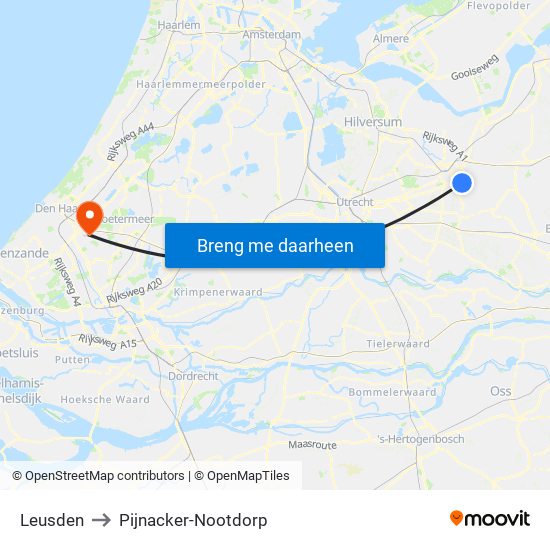 Leusden to Pijnacker-Nootdorp map